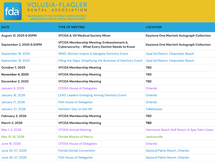 VFCDA Event Calendar .